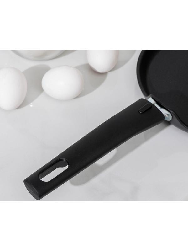 Сковорода блинная «Традиция», d=20 см, съёмная ручка, антипригарное покрытие, цвет чёрный
