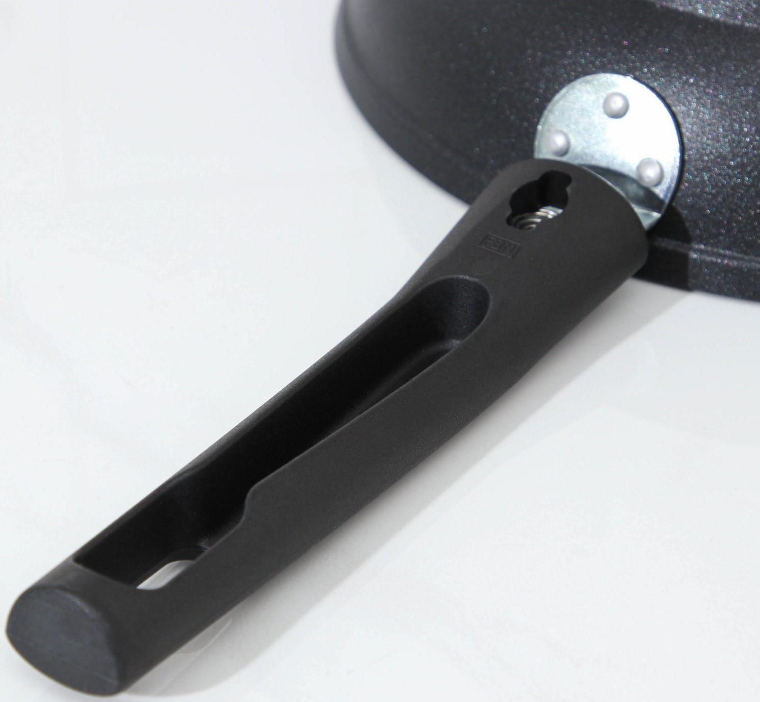 Сковорода «Традиция», d=22 см, стеклянная крышка, съёмная ручка, антипригарное покрытие, цвет чёрный