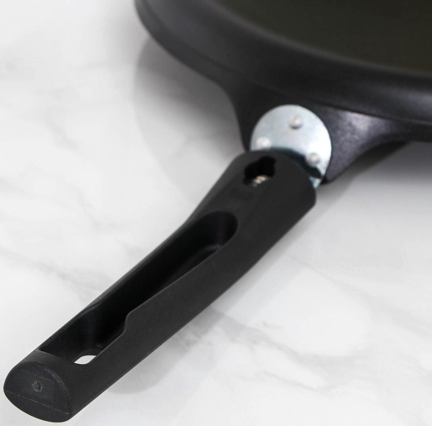 Сковорода блинная «Традиция», d=24 см, съёмная ручка, антипригарное покрытие, цвет чёрный