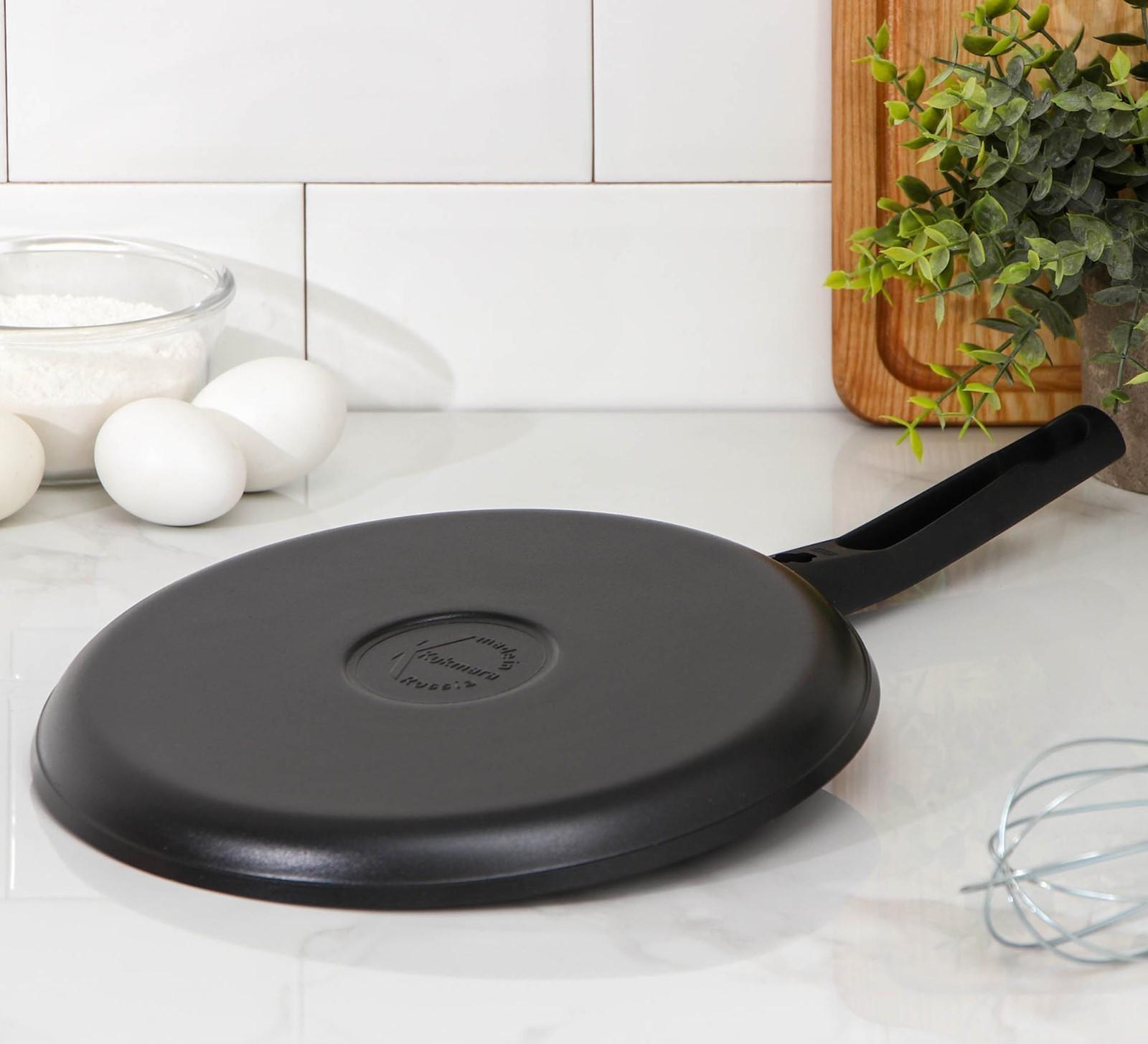 Сковорода блинная «Традиция», d=24 см, съёмная ручка, антипригарное покрытие, цвет чёрный