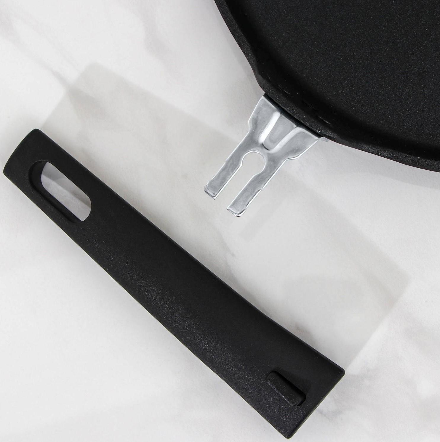 Сковорода блинная «Традиция», d=24 см, съёмная ручка, антипригарное покрытие, цвет чёрный