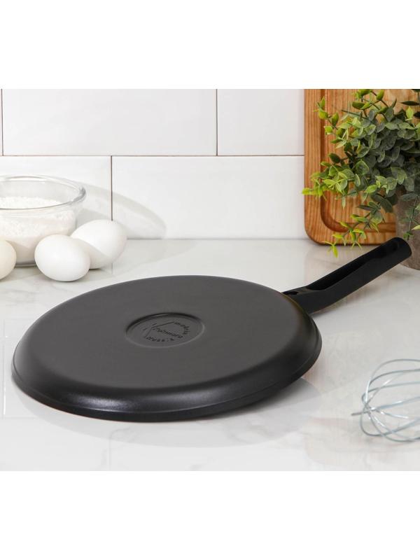 Сковорода блинная «Традиция», d=24 см, съёмная ручка, антипригарное покрытие, цвет чёрный