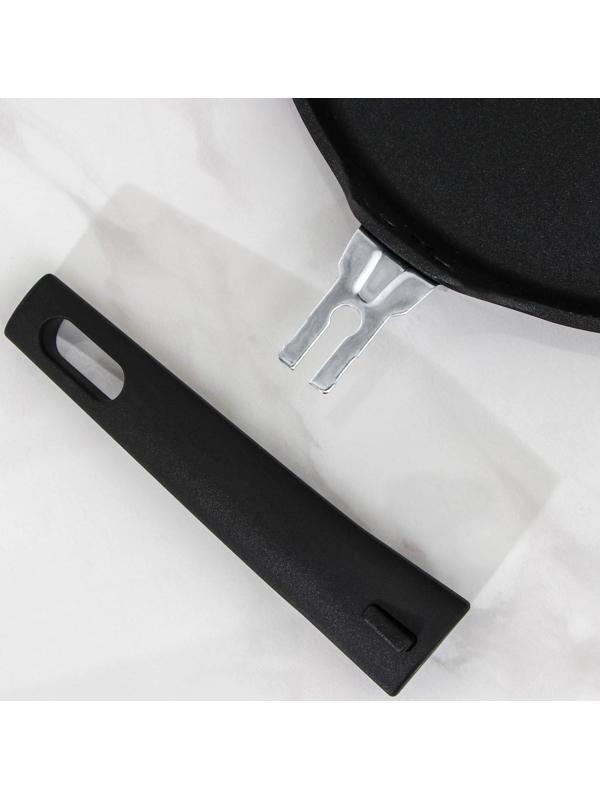 Сковорода блинная «Традиция», d=24 см, съёмная ручка, антипригарное покрытие, цвет чёрный