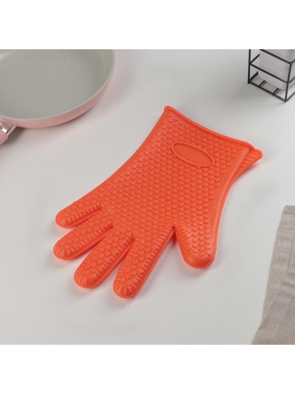Перчатка для горячего Доляна «Сердце», силикон, 27×17 см, цвет МИКС