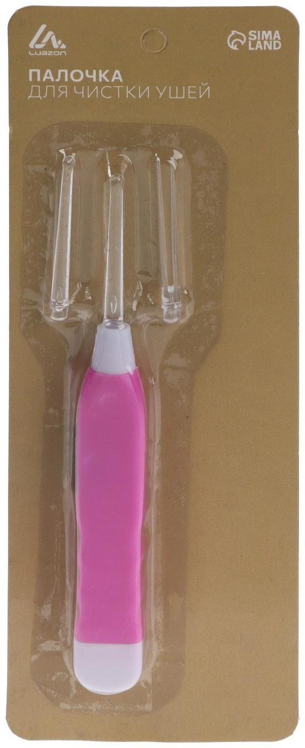Палочка для чистки ушей Luazon LES-03, LED-подсветка, 3 насадки, от батареек (в комплекте)