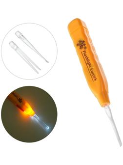 Палочка для чистки ушей Luazon LES-03, LED-подсветка, 3 насадки, от батареек (в комплекте)