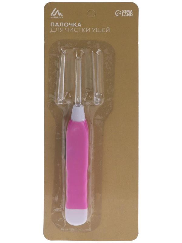 Палочка для чистки ушей Luazon LES-03, LED-подсветка, 3 насадки, от батареек (в комплекте)