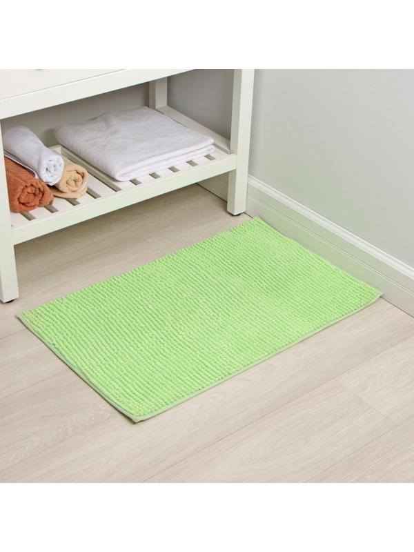 Коврик для ванной Доляна «Букли», 50×80 см, цвет зелёный