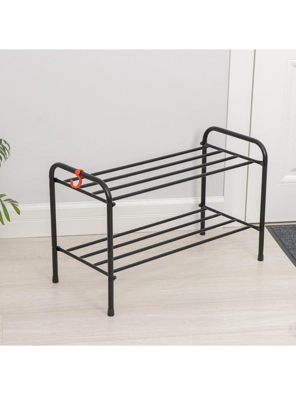 Подставка для обуви, 2 яруса, 65×30×45 см, цвет чёрный