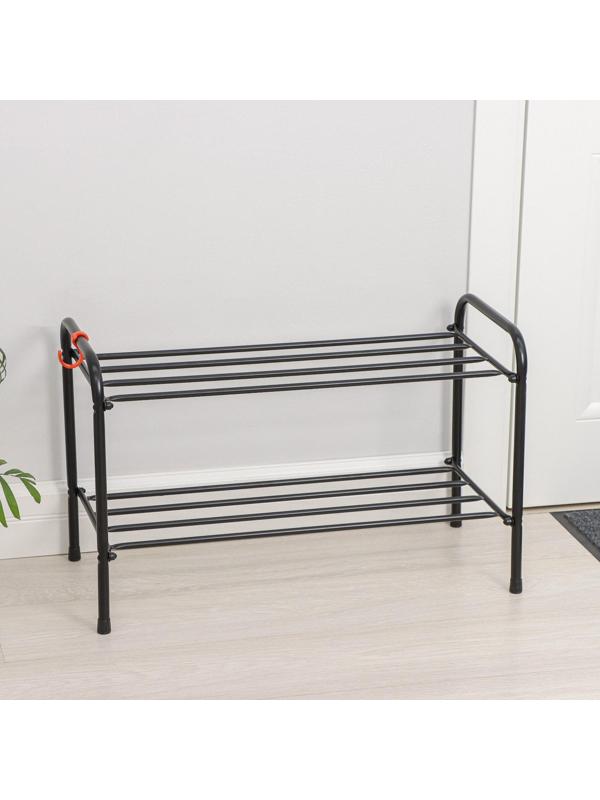 Подставка для обуви, 2 яруса, 65×30×45 см, цвет чёрный
