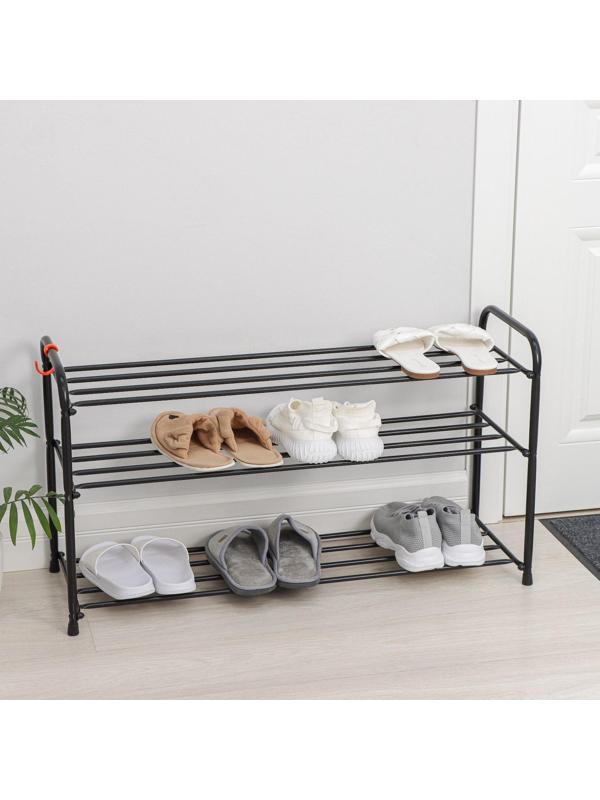 Подставка для обуви, 3 яруса, 87×30×48 см, цвет чёрный