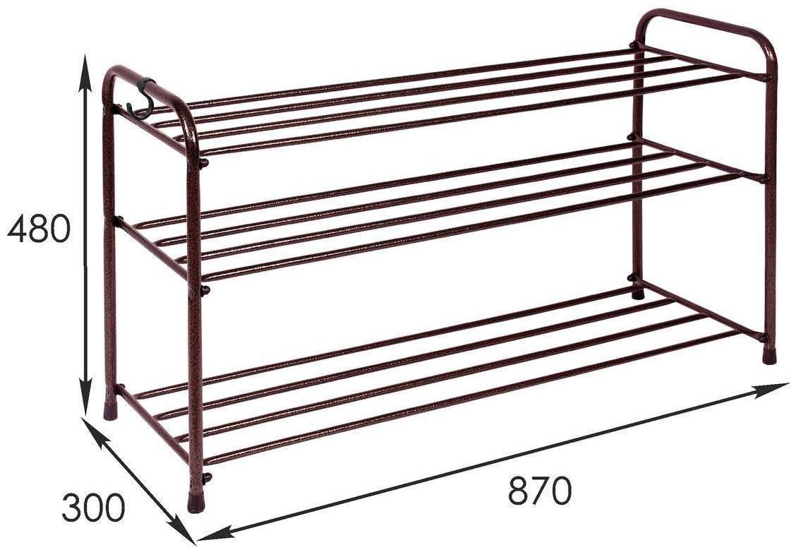 Подставка для обуви, 3 яруса, 87×30×48 см, цвет медный антик