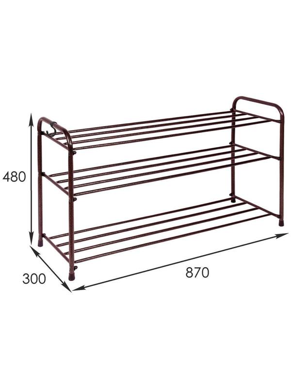 Подставка для обуви, 3 яруса, 87×30×48 см, цвет медный антик