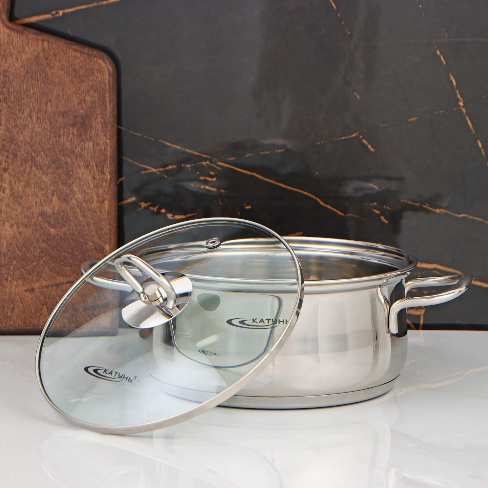 Кастрюля «Лира» 2,2 л, d=18 см, капсульное дно, стеклянная крышка, индукция