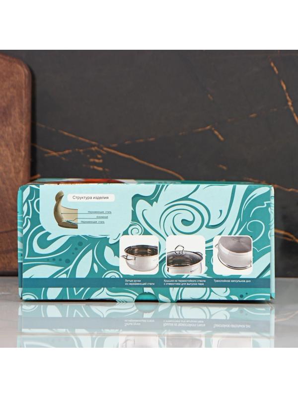 Кастрюля «Лира» 2,2 л, d=18 см, капсульное дно, стеклянная крышка, индукция