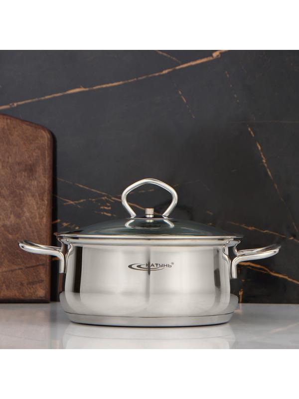 Кастрюля «Лира» 2,2 л, d=18 см, капсульное дно, стеклянная крышка, индукция