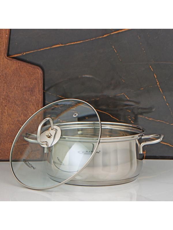 Кастрюля «Лира» 3,2 л, d=20 см, капсульное дно, стеклянная крышка, индукция