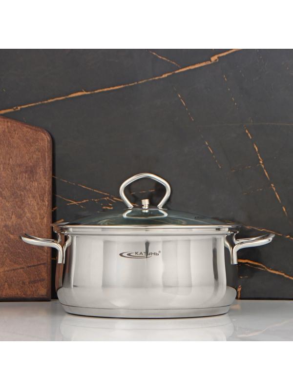 Кастрюля «Лира» 3,2 л, d=20 см, капсульное дно, стеклянная крышка, индукция