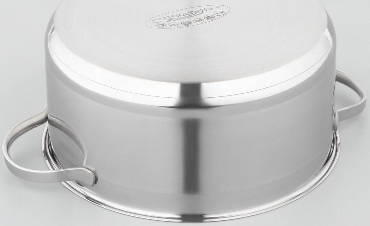 Кастрюля «Альта», 5,2 л, d=24 см, капсульное дно, стеклянная крышка, индукция