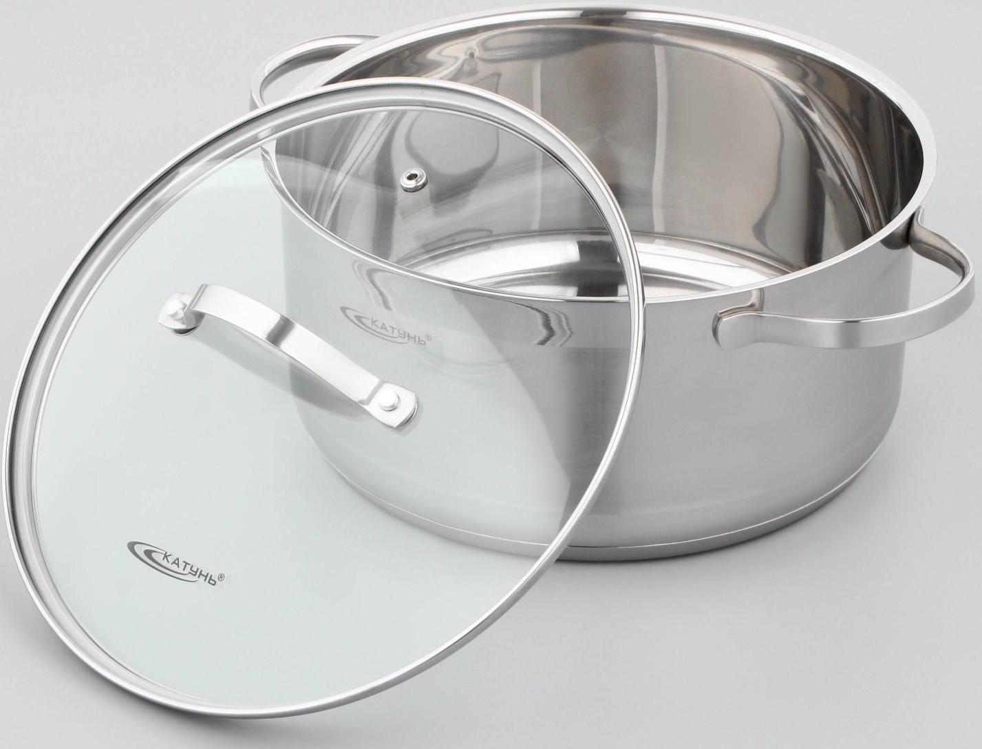 Кастрюля «Альта», 5,2 л, d=24 см, капсульное дно, стеклянная крышка, индукция