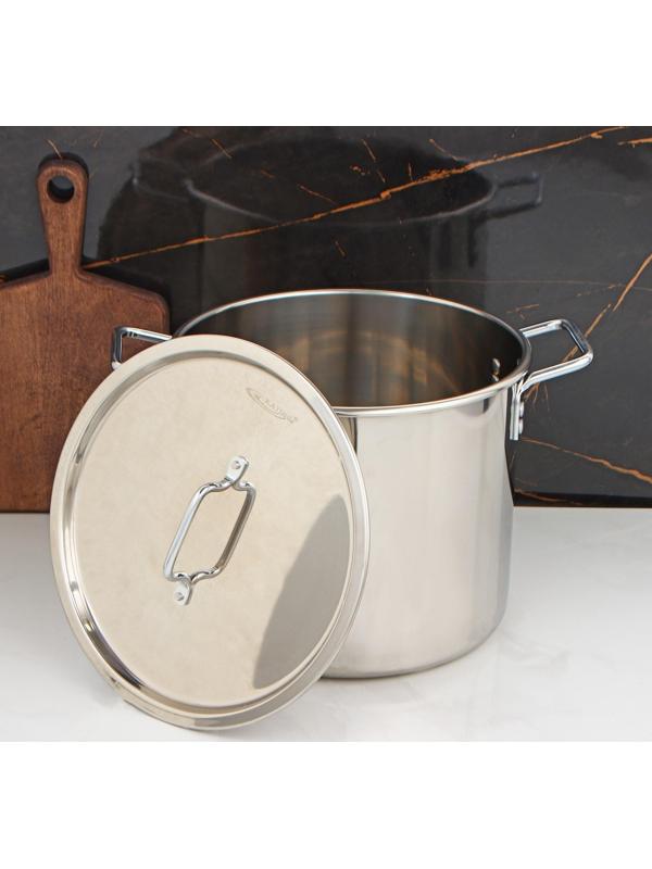 Кастрюля «Общепит», 15 л, d=30 см, h=23 см, металлическая крышка, клёпанные ручки