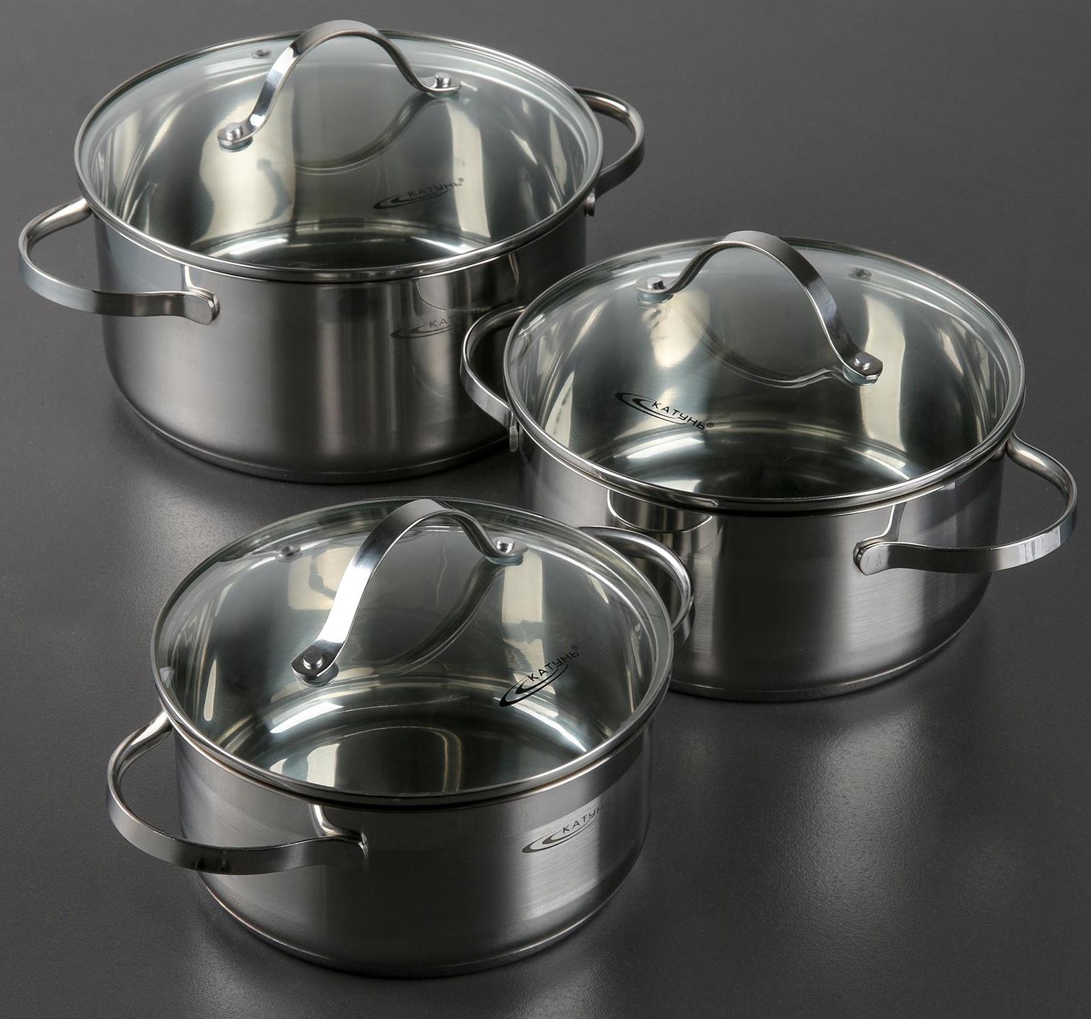 Набор кастрюль «Альта», 3 предмета: 2,2 л, 3,2 л, 4,2 л, капсульное дно, крышки