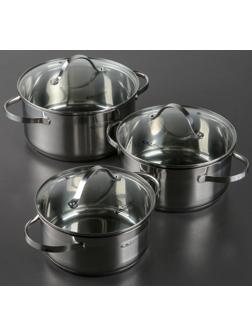 Набор кастрюль «Альта», 3 предмета: 2,2 л, 3,2 л, 4,2 л, капсульное дно, крышки