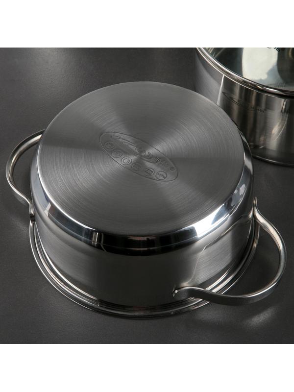 Набор кастрюль «Альта», 3 предмета: 2,2 л, 3,2 л, 4,2 л, капсульное дно, крышки