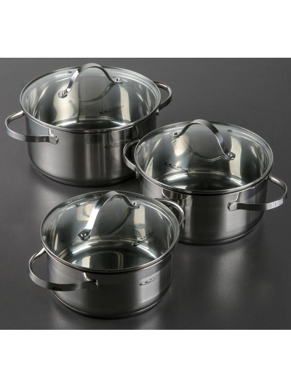 Набор кастрюль «Альта», 3 предмета: 2,2 л, 3,2 л, 4,2 л, капсульное дно, крышки