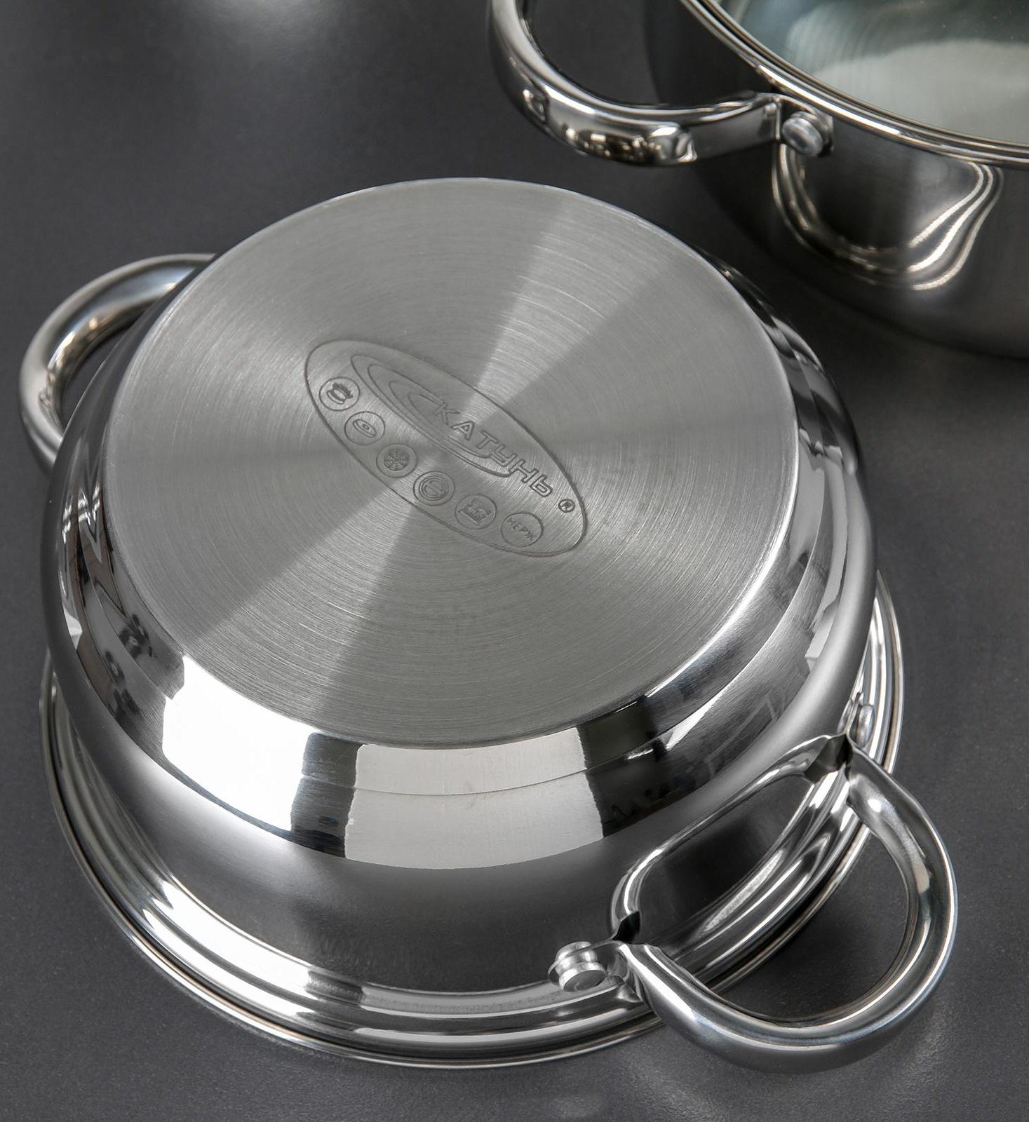 Набор кастрюль «Гретта», 3 предмета: 2,2 л, 3,2 л, 4,2 л, капсульное дно, крышки