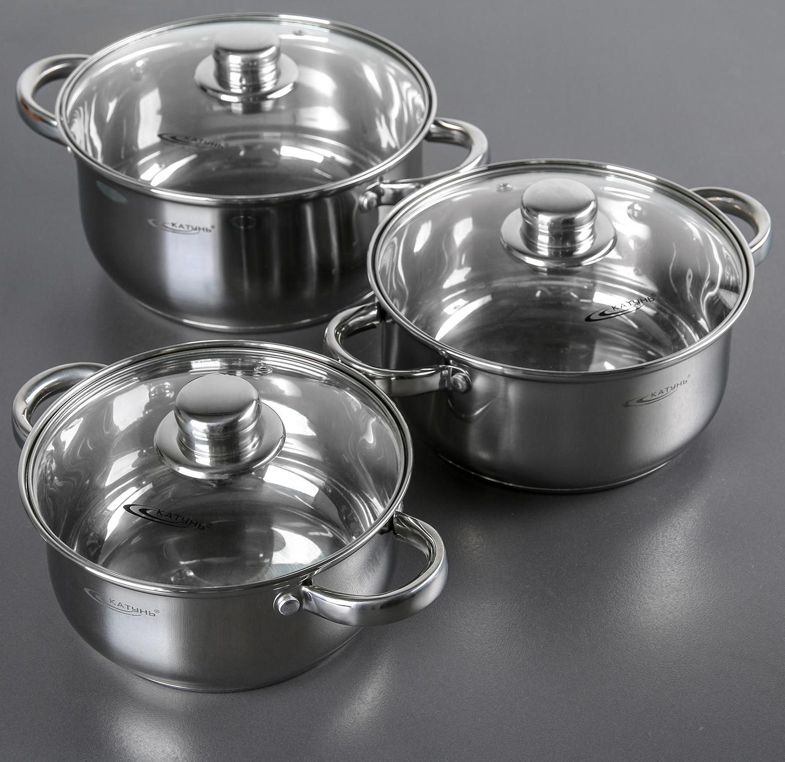 Набор кастрюль «Гретта», 3 предмета: 2,2 л, 3,2 л, 4,2 л, капсульное дно, крышки