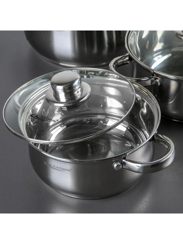 Набор кастрюль «Гретта», 3 предмета: 2,2 л, 3,2 л, 4,2 л, капсульное дно, крышки