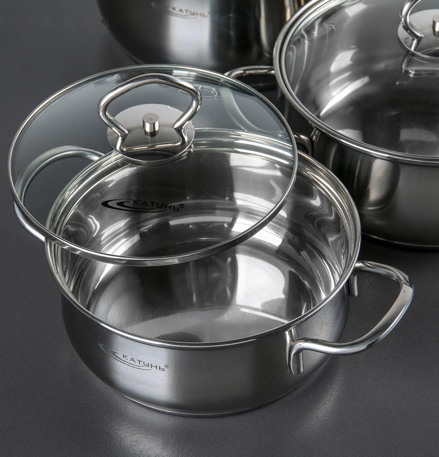 Набор кастрюль «Лира», 3 предмета: 1,6 л, 2,2 л, 3,2 л, крышки, капсульное дно