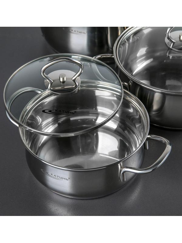 Набор кастрюль «Лира», 3 предмета: 1,6 л, 2,2 л, 3,2 л, крышки, капсульное дно