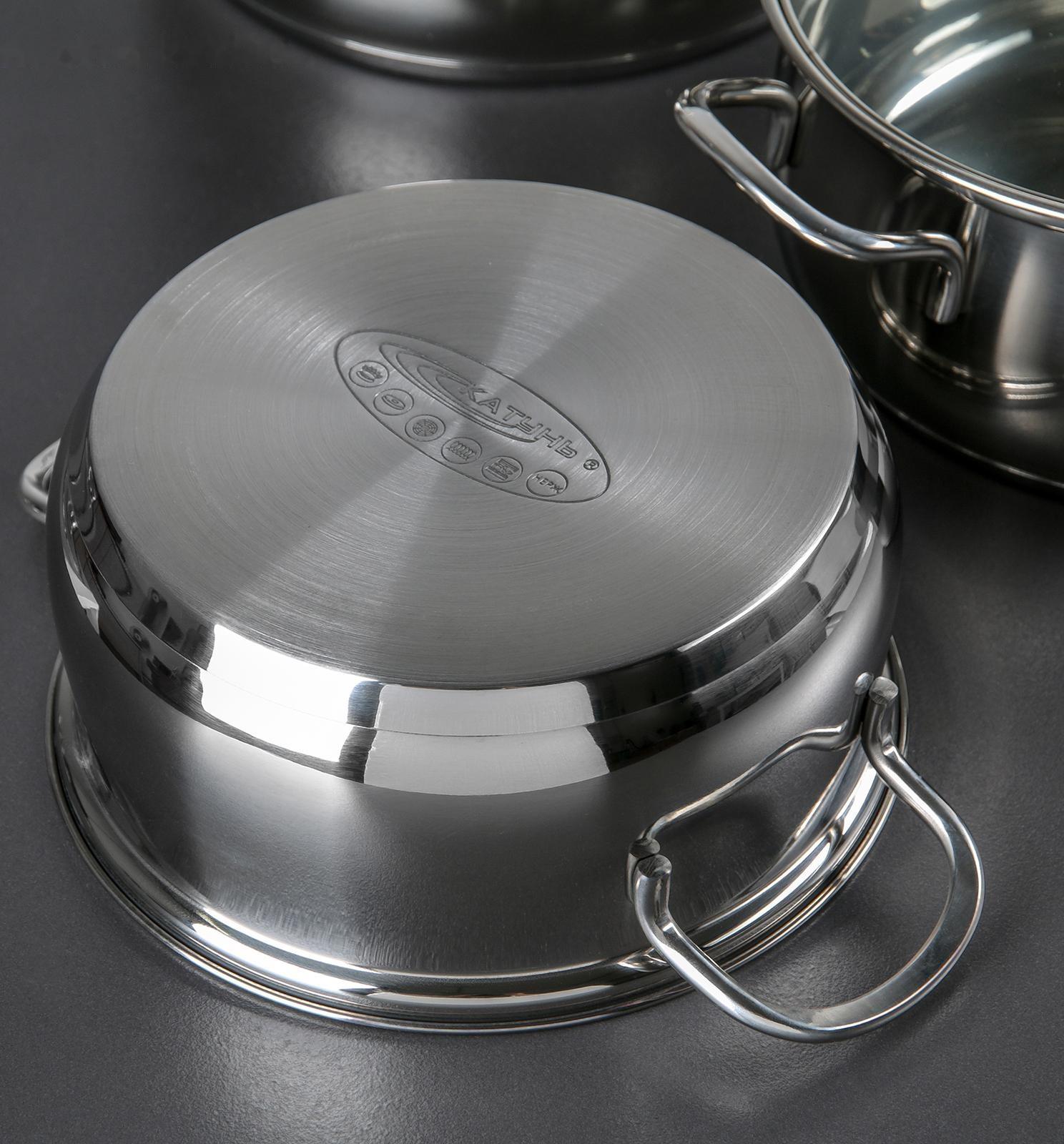 Набор кастрюль «Лира», 3 предмета: 2,2 л, 3,2 л, 4,2 л, капсульное дно