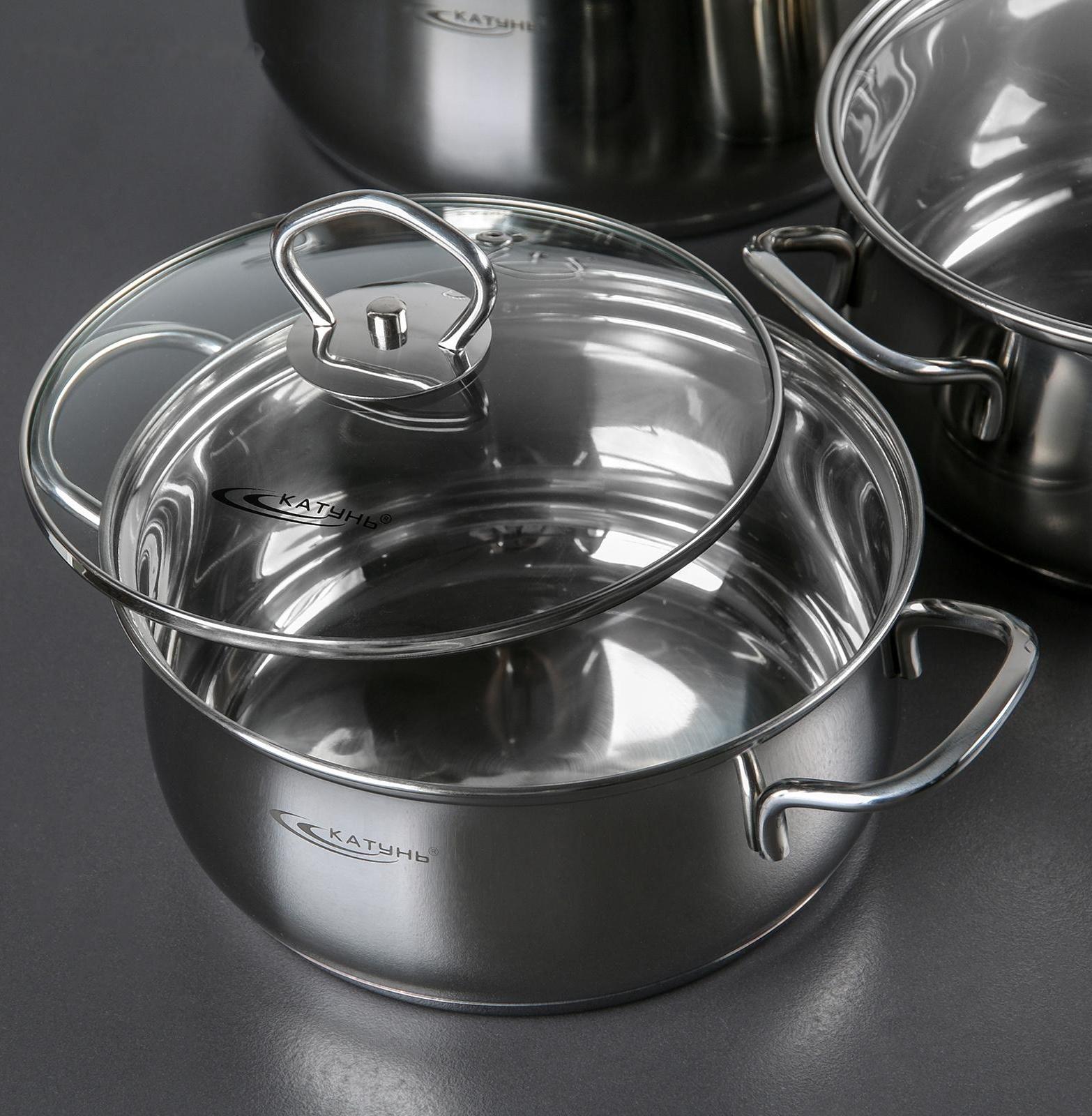 Набор кастрюль «Лира», 3 предмета: 2,2 л, 3,2 л, 4,2 л, капсульное дно