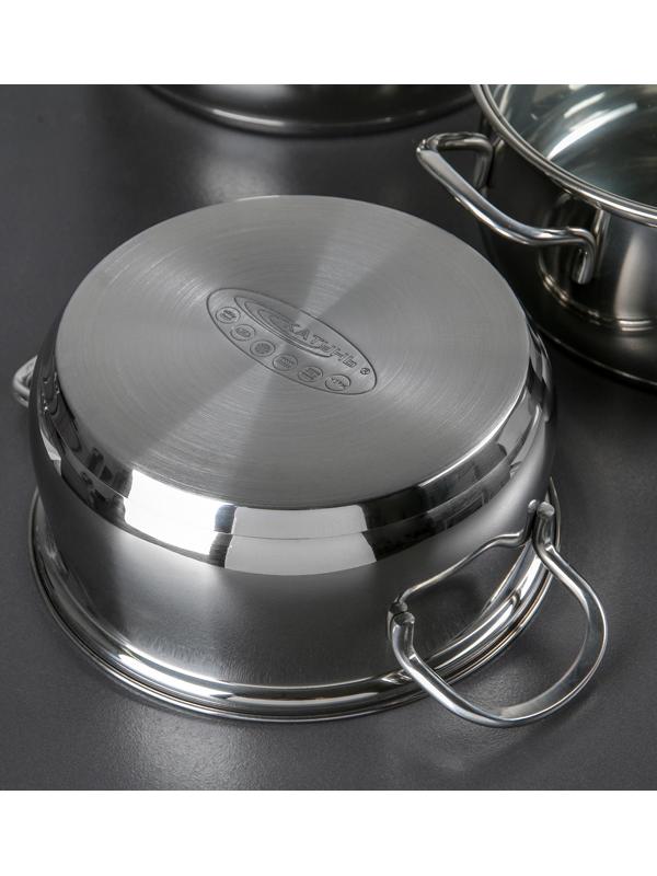 Набор кастрюль «Лира», 3 предмета: 2,2 л, 3,2 л, 4,2 л, капсульное дно