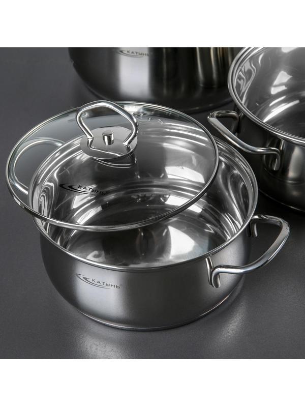 Набор кастрюль «Лира», 3 предмета: 2,2 л, 3,2 л, 4,2 л, капсульное дно