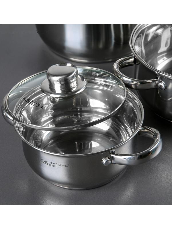 Набор кастрюль «Гретта», 4 предмета: 1,6/2,2/3,2/4,2 л, крышки, капсульное дно, индукция