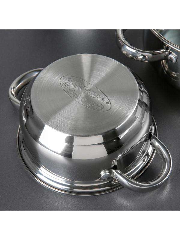 Набор кастрюль «Гретта», 4 предмета: 1,6/2,2/3,2/4,2 л, крышки, капсульное дно, индукция