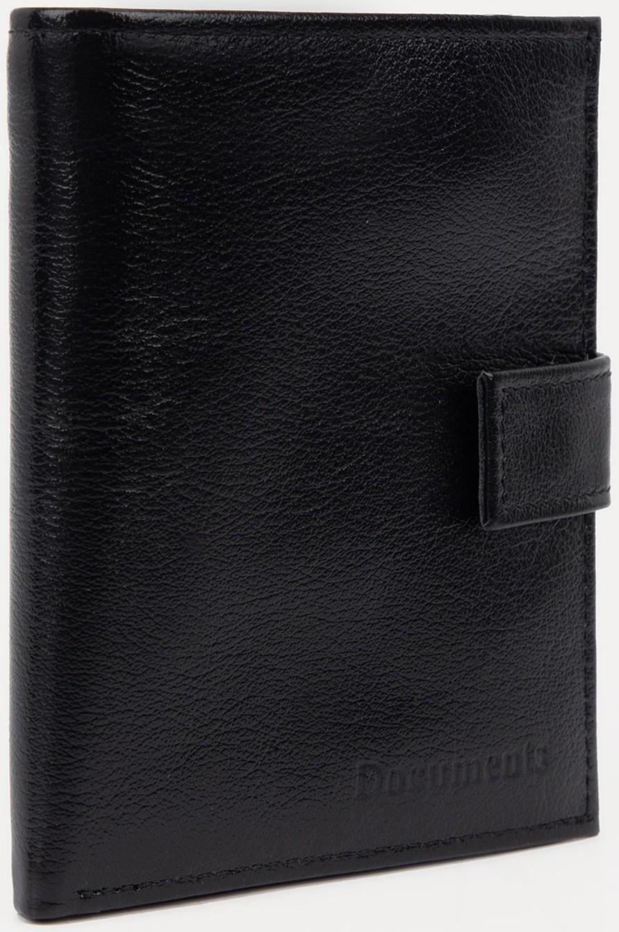 Портмоне на кнопке, для купюр, для карт, для монет, цвет чёрный