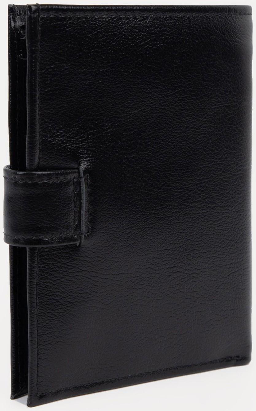 Портмоне на кнопке, для купюр, для карт, для монет, цвет чёрный