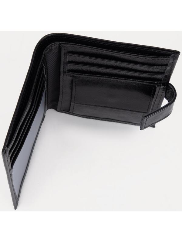 Портмоне на кнопке, для купюр, для карт, для монет, цвет чёрный