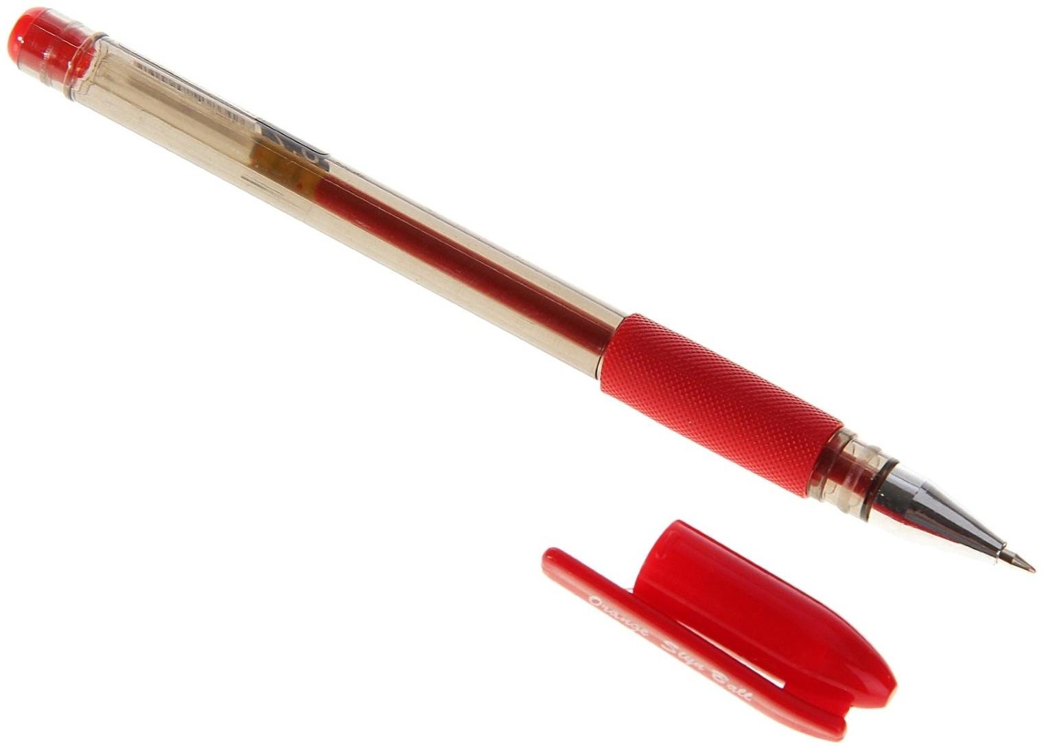 Ручка гелевая, 0.7 мм, красный стержень, тонированный корпус, с резиновым держателем