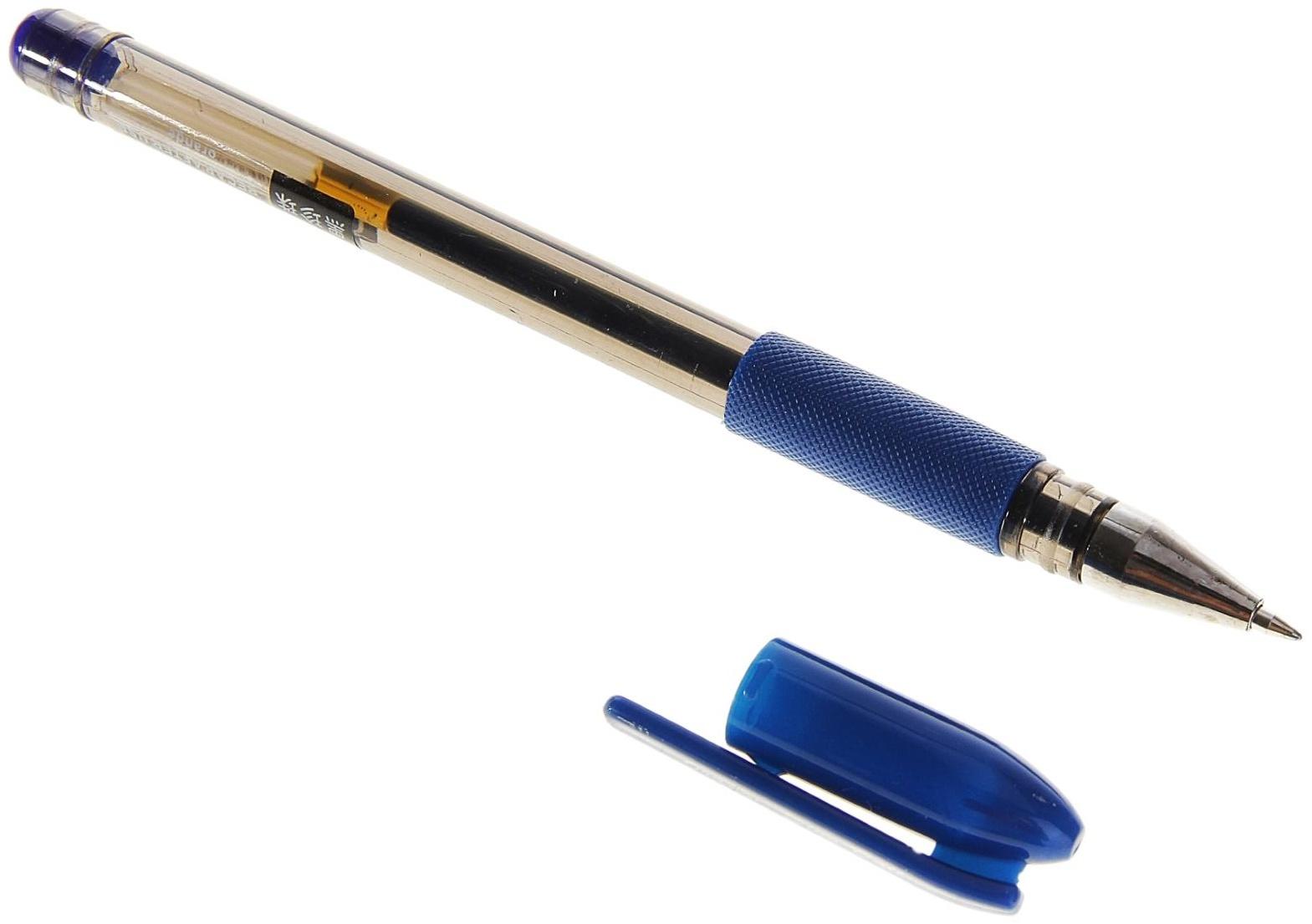 Ручка гелевая, 0.7 мм, синий стрежень, тонированный корпус, с резиновым держателем