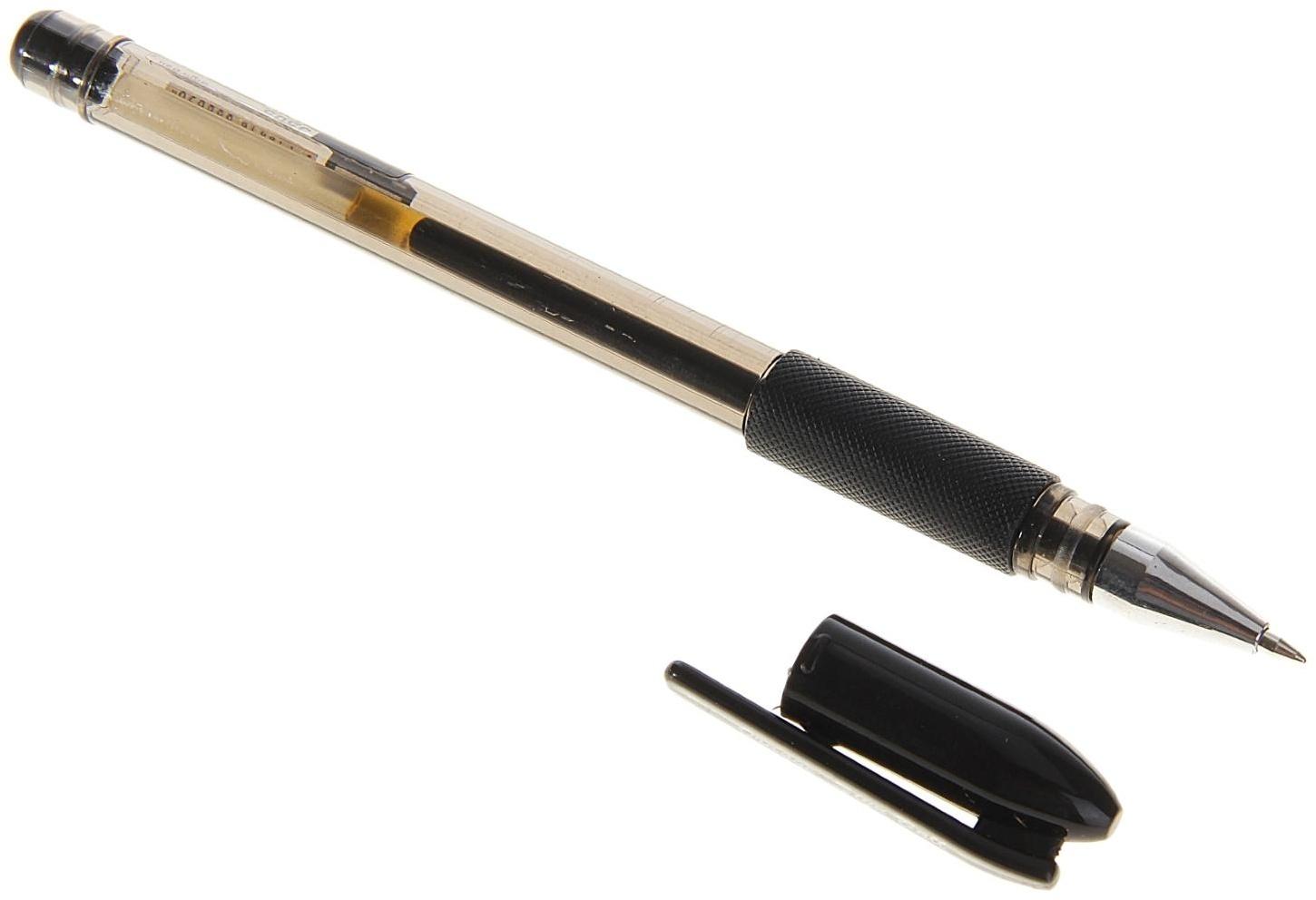 Ручка гелевая, 0.5 мм, чёрный стержень, тонированный корпус, с резиновым держателем