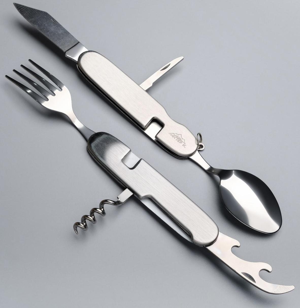 Набор туриста 4в1: нож, вилка, ложка, открывалка микс