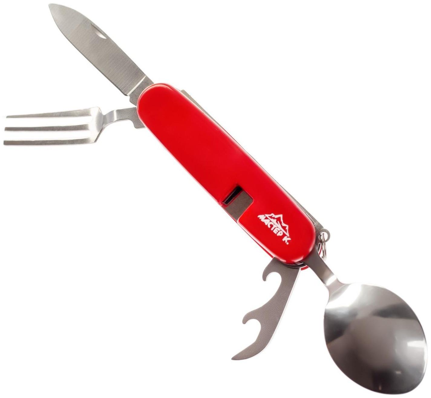 Набор туриста 4в1: нож, вилка, ложка, открывалка микс