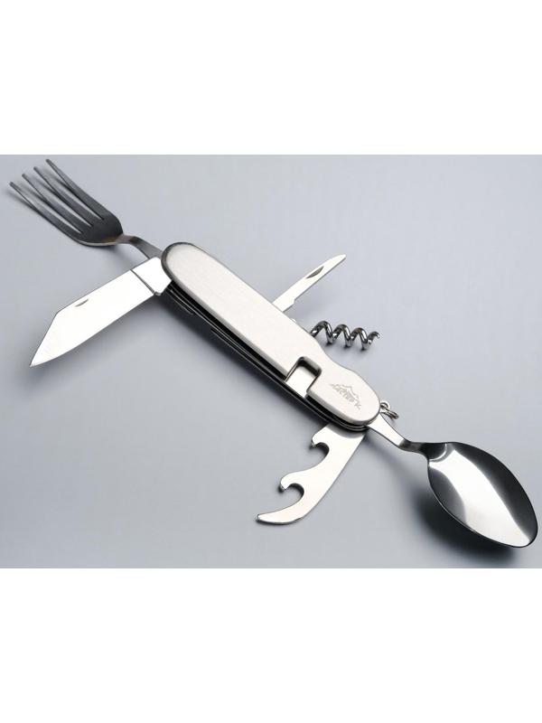 Набор туриста 4в1: нож, вилка, ложка, открывалка микс