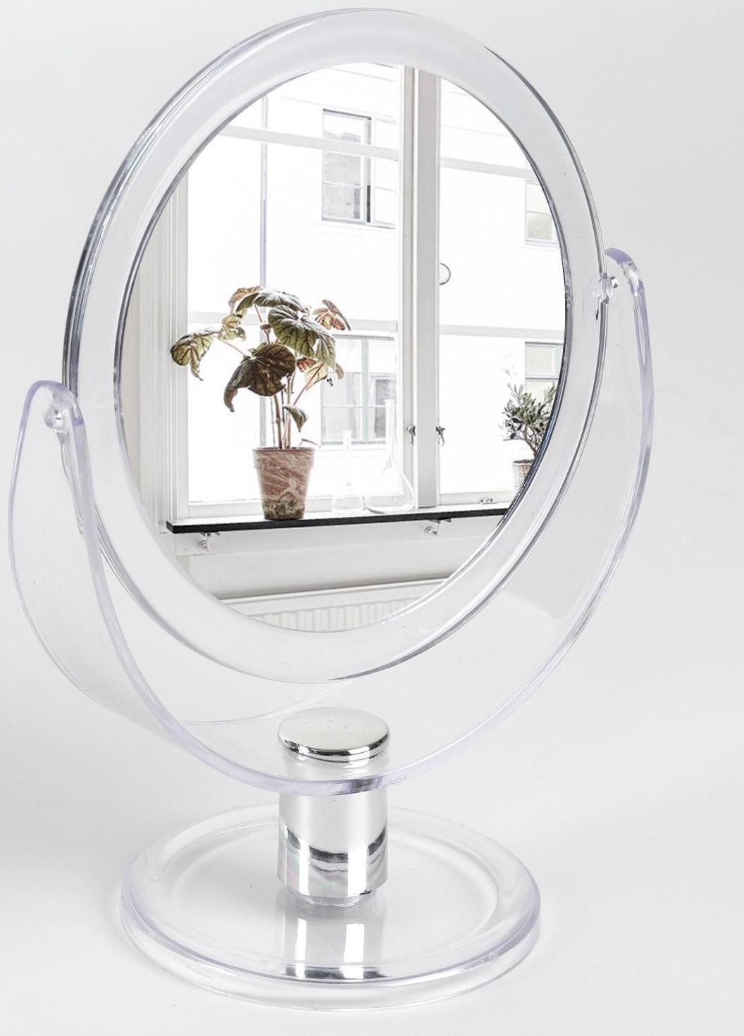 Зеркало настольное, двустороннее, с увеличением, d зеркальной поверхности 10,5 см, цвет прозрачный